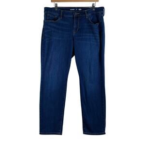 Old Navy Mid Rise Power Slim Straight Jeans Women's 14 Short Dark Wash Versatile